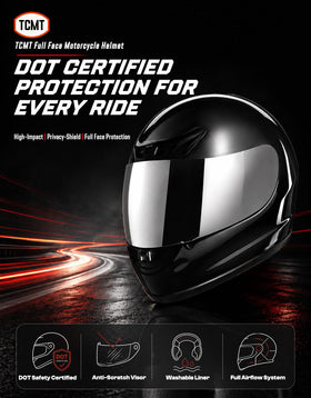 TCMT helmet side profile highlighting aerodynamic shape and stability
