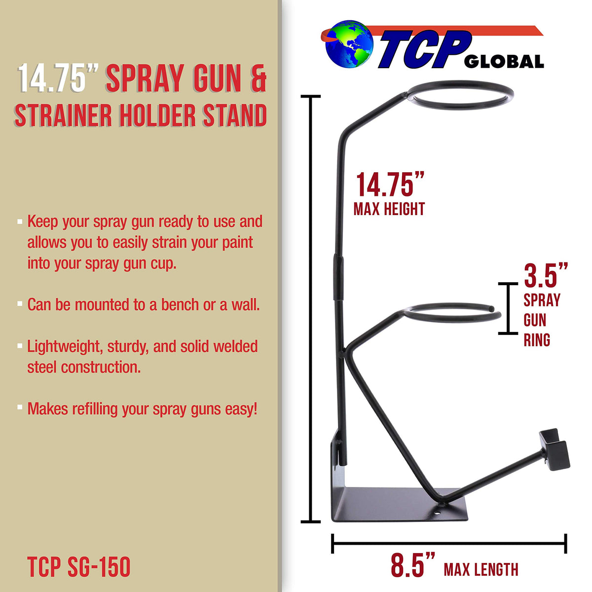 TCP Global close-up of strainer mount and cradle detail, enables clean direct filtering