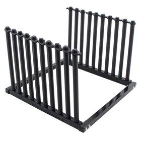 TCP Global front view of 9-lite rack showing nine secure glass slots and stable frame for safe transport