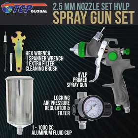 TCP Global close-up of 1-liter aluminum gravity cup for fewer refills and durability