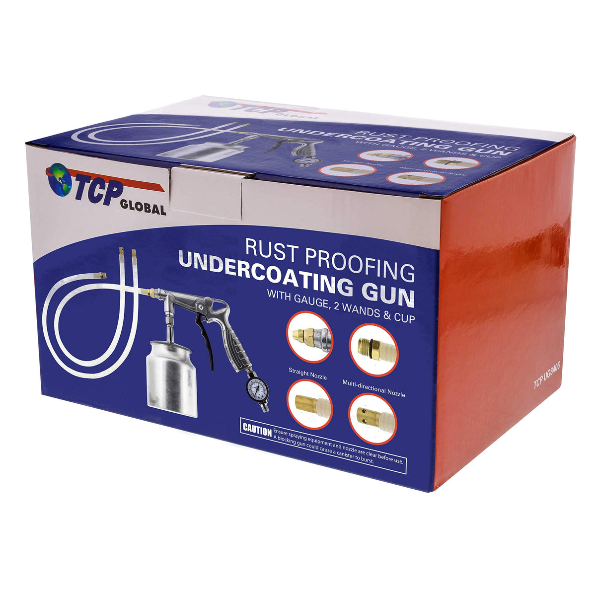 TCP Global spray gun used in garage setting demonstrating professional undercoating work
