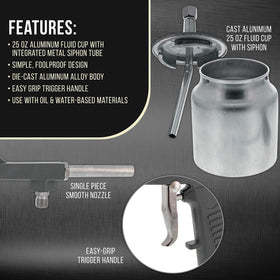 TCP Global suction-feed cup and thread interface for standard quart compatibility benefit
