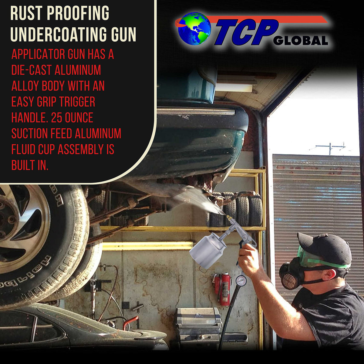 TCP Global close-up texture of rubberized coating showing consistent spray finish
