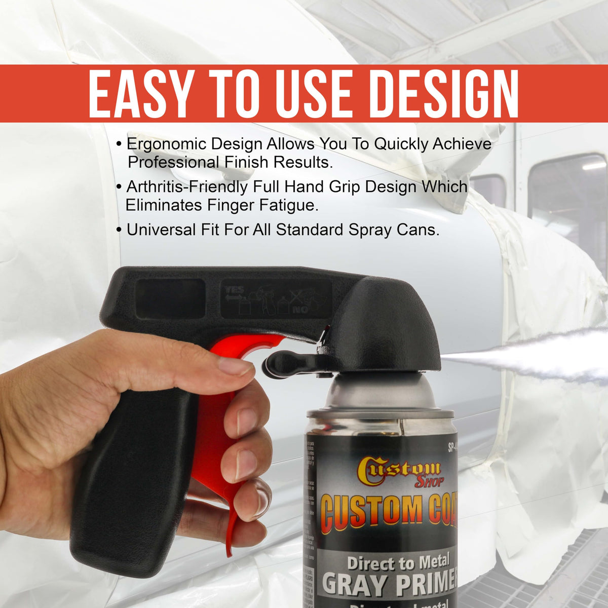 TCP Global trigger clipped to aerosol can showing secure universal fit