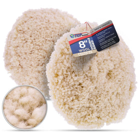 TCP Global front view of 8-inch wool pad showing full cutting surface and benefits