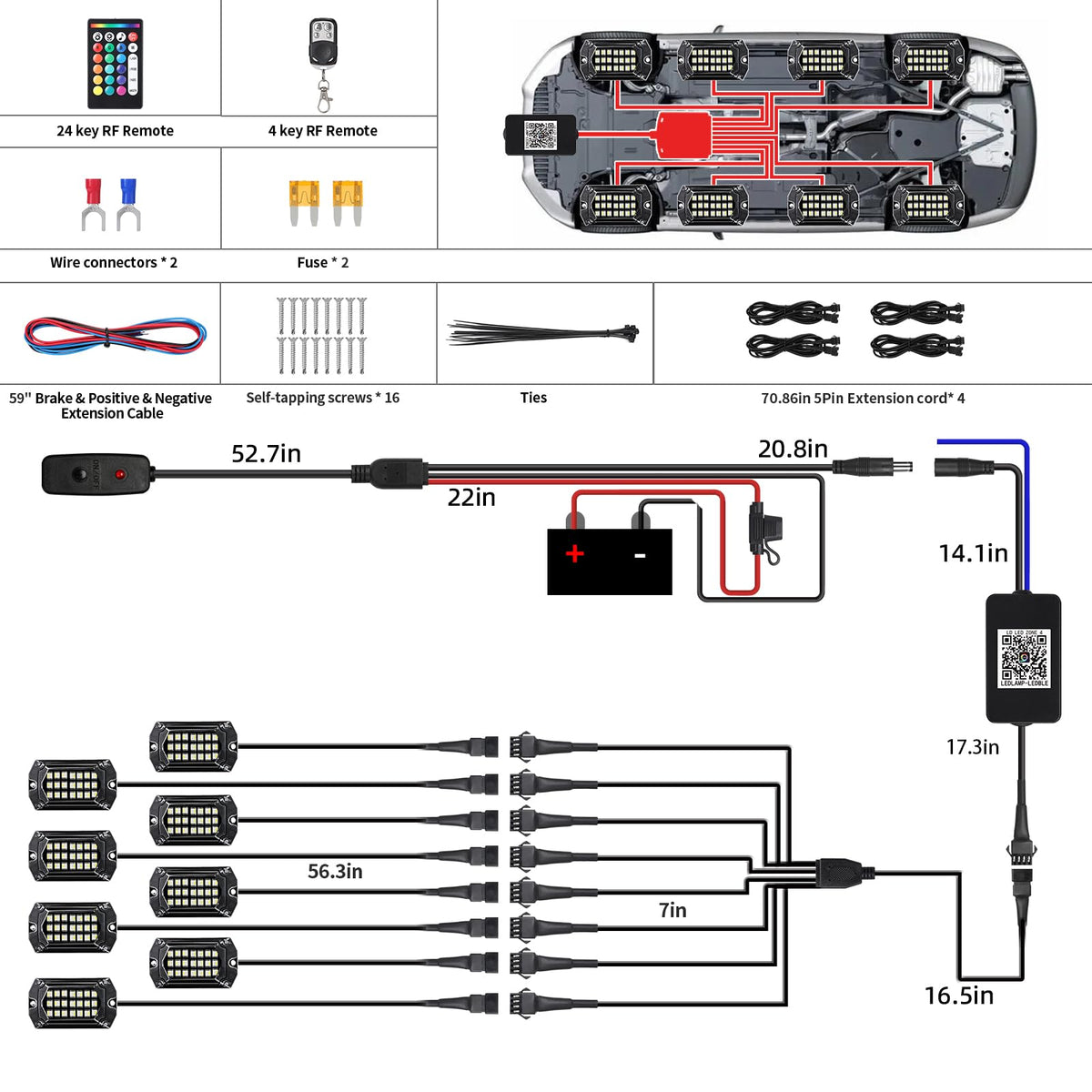 TDE Explorer.Lighting included mounting accessories and cables for quick 12V installation
