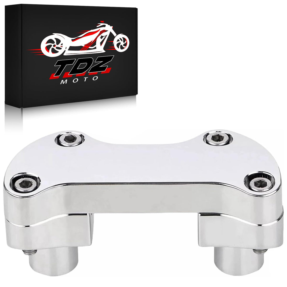 TDZ MOTO chrome front view of riser kit showing polished finish and clean fitment benefit
