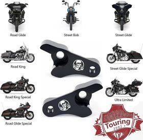 TDZ MOTO side profile on Harley Touring showing lowered 2-inch stance for improved rider reach