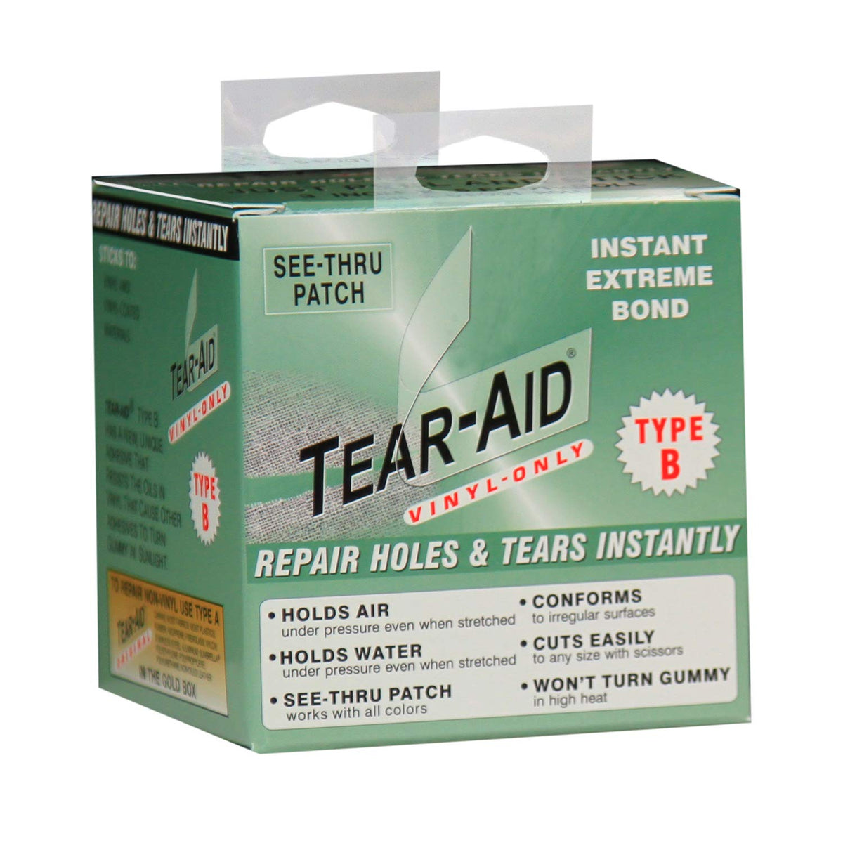 TEAR-AID Type B front packaging showing roll and box for easy storage and quick use