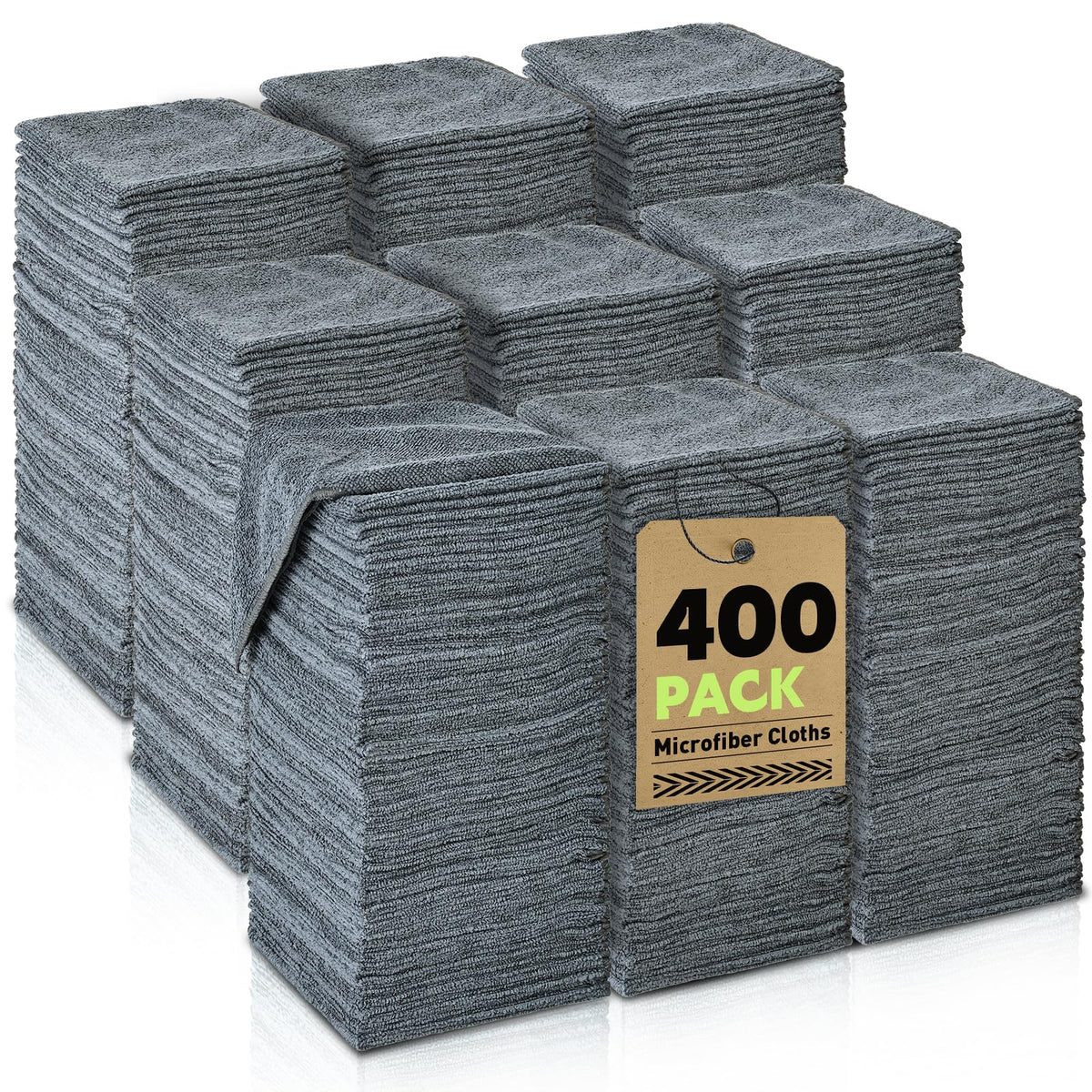 TEAWOO bulk pack of 400 gray cloths front view showing value