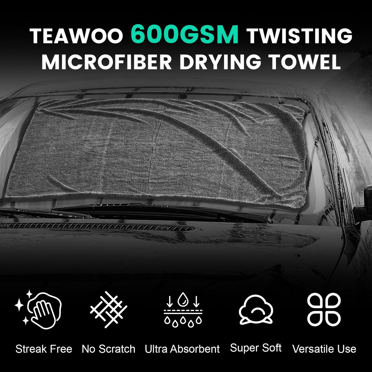 TEAWOO three towels folded together showing pack quantity and ready-to-use convenience