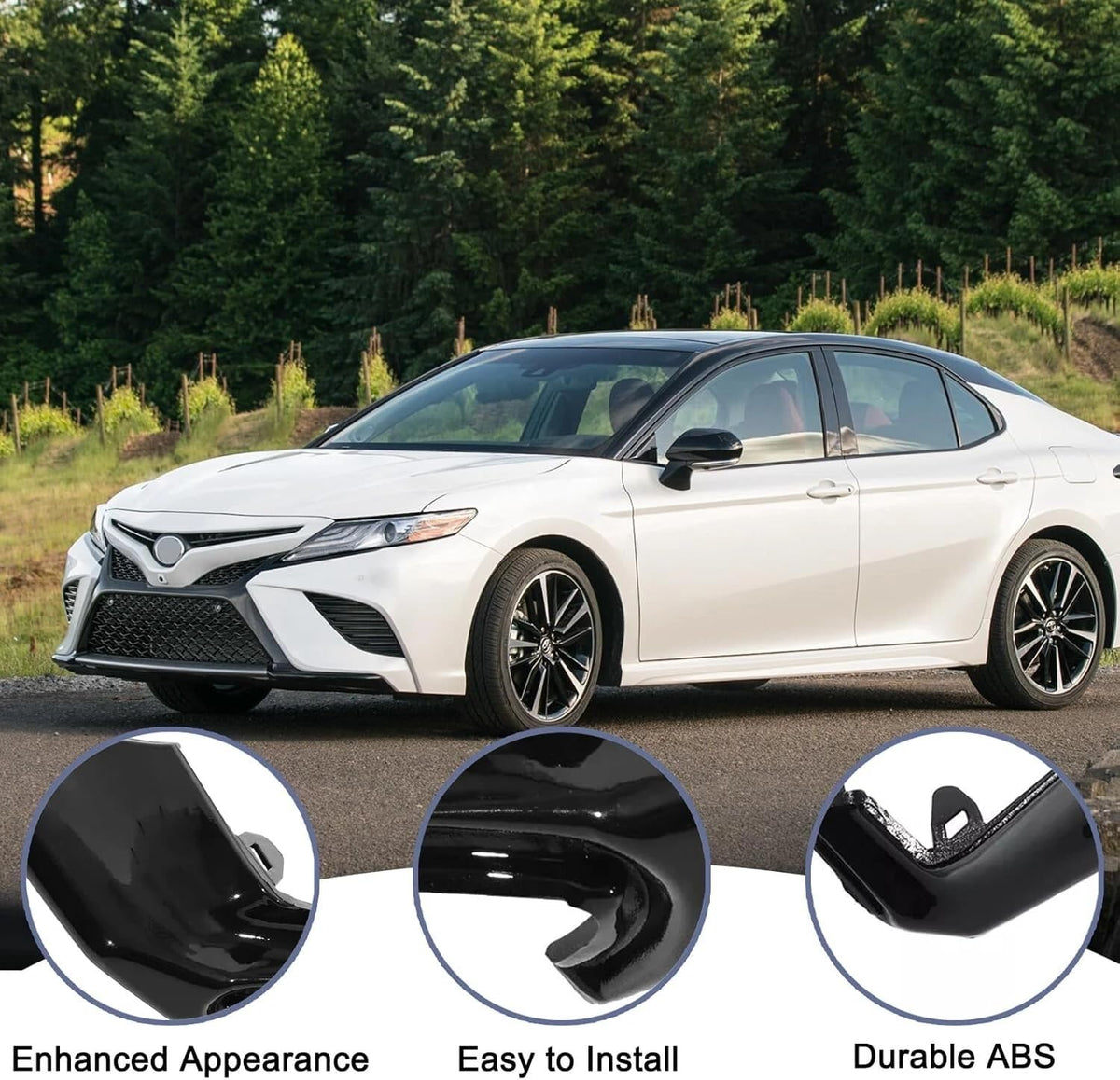 Tebayla trims installed on Camry front bumper enhancing sporty look