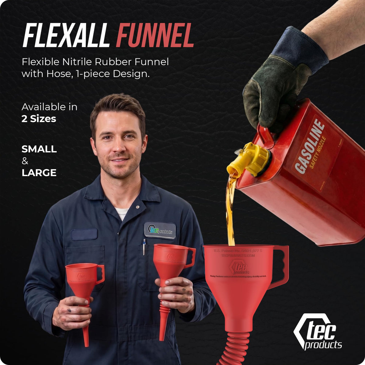 TEC Products close-up of funnel mouth highlighting wide opening benefit