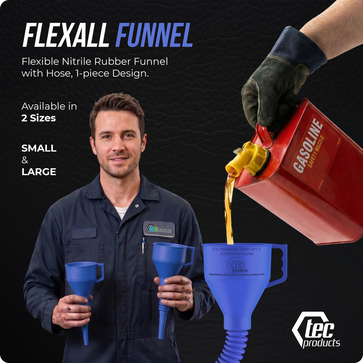 TEC Products FlexAll close-up of 5-inch mouth for controlled fluid entry benefit