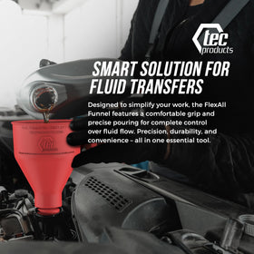 TEC Products funnel staged in garage demonstrating professional utility