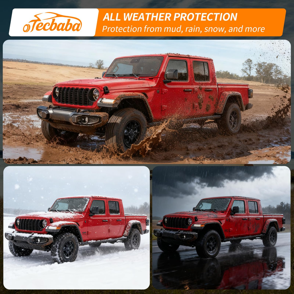 Tecbaba installed on Jeep Gladiator in outdoor lifestyle scene improving durability