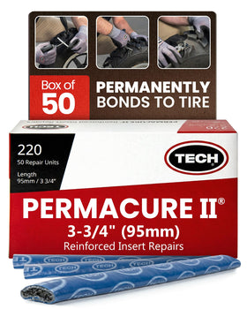 TECH Tire Permacure II box front showing pack of 50 inserts and benefits