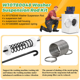 Techecook close-up of W10400895 centering spring, durable spring maintains drum balance