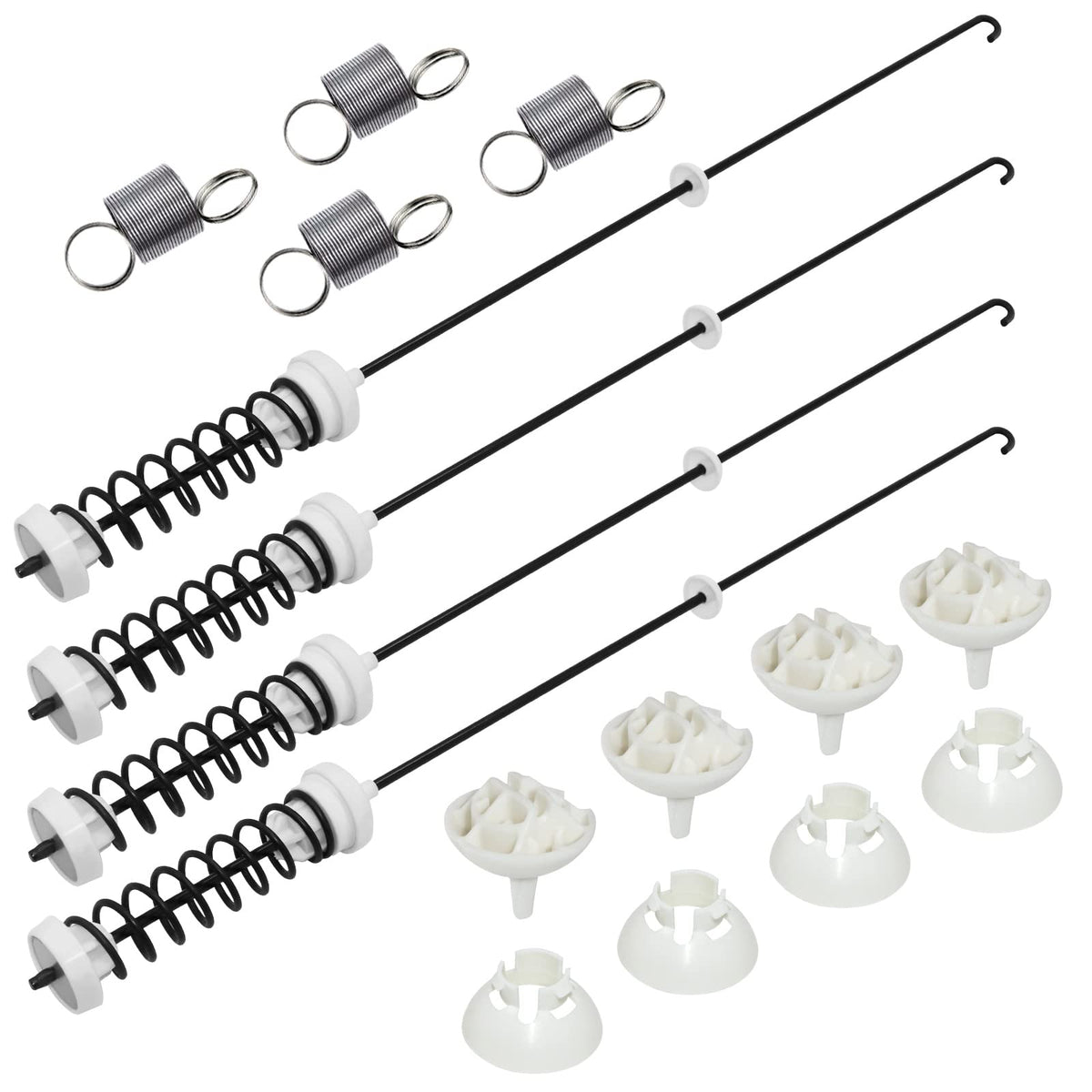 Techecook front kit showing rods and springs, clear parts for easy replacement benefit