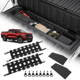 TECHPICCO front view showing complete kit organized and ready to install, improves tailgate organization