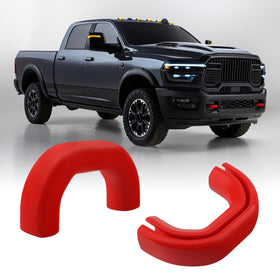 TECHPICCO front view of red tow hook cover showing clean OEM-style look