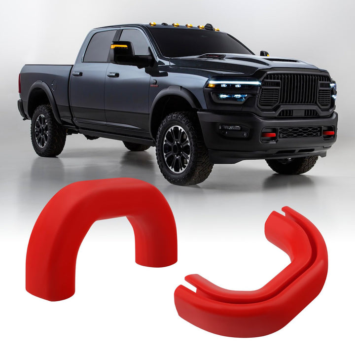 TECHPICCO front view of red tow hook cover showing clean OEM-style look
