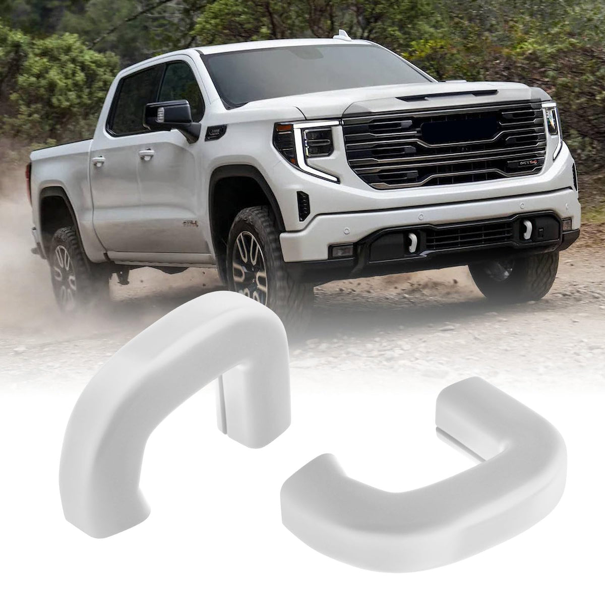 TECHPICCO front view on truck showing clean tow hook cover and improved look
