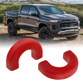 TECHPICCO front view red tow hook cover enhancing bumper aesthetics