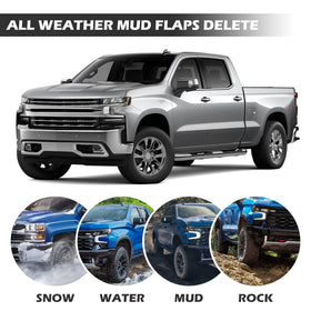 TECHPICCO lifestyle truck driveway shot showing enhanced curb appeal and road debris protection