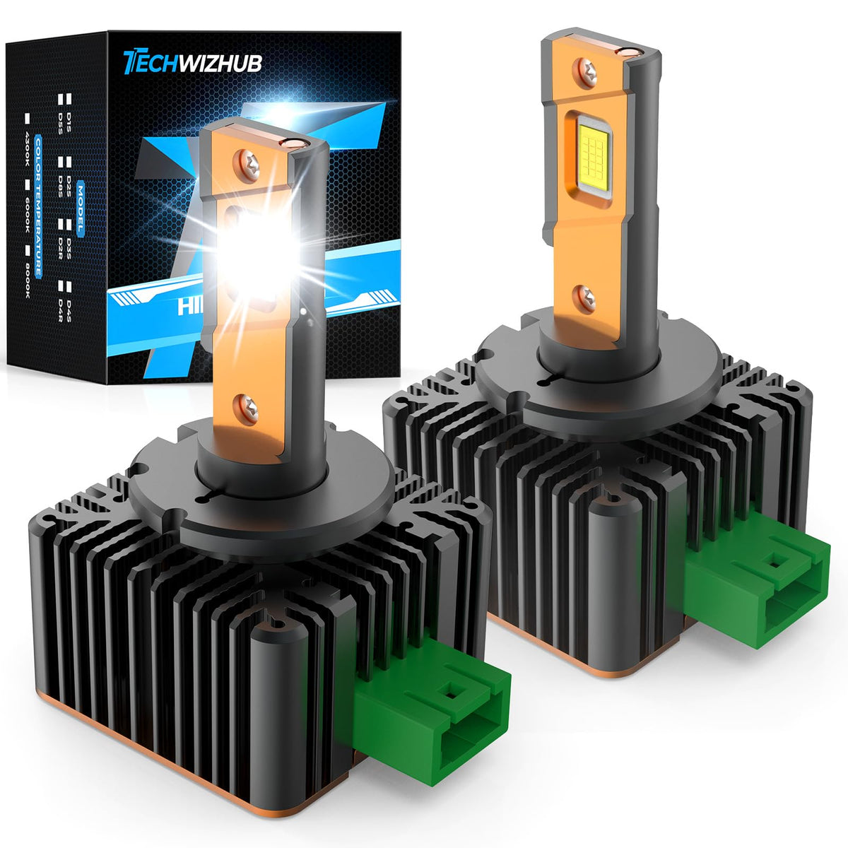 TechWizHub D3S front view showing bulb pair and plug-in ease