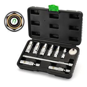 TecoTek front view of open case showing organized socket layout and portability