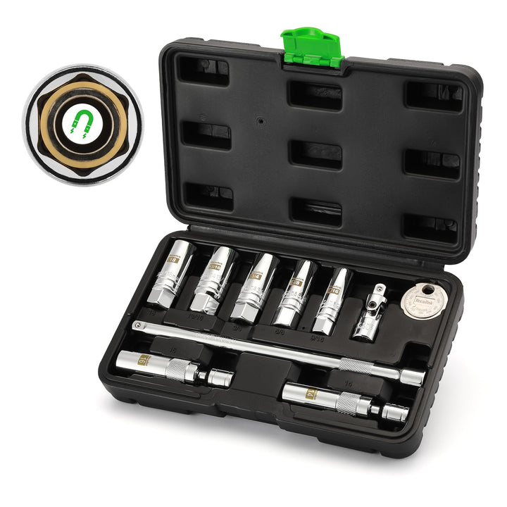 TecoTek front view of open case showing organized socket layout and portability
