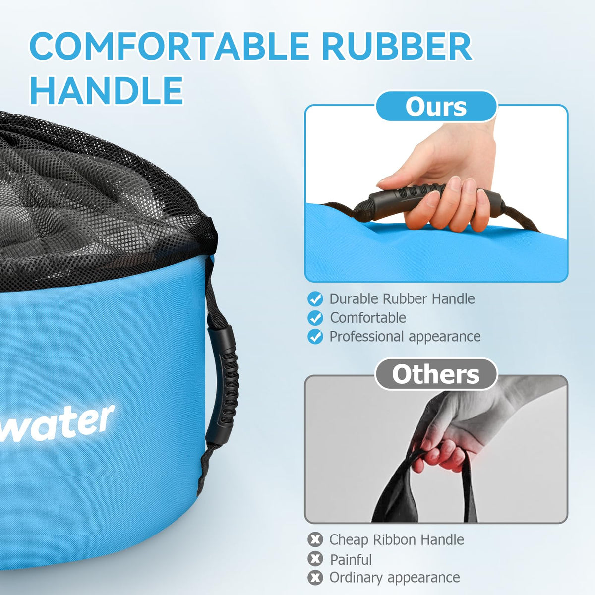 Tecreddy cushioned rubber handle for comfortable carrying when loaded