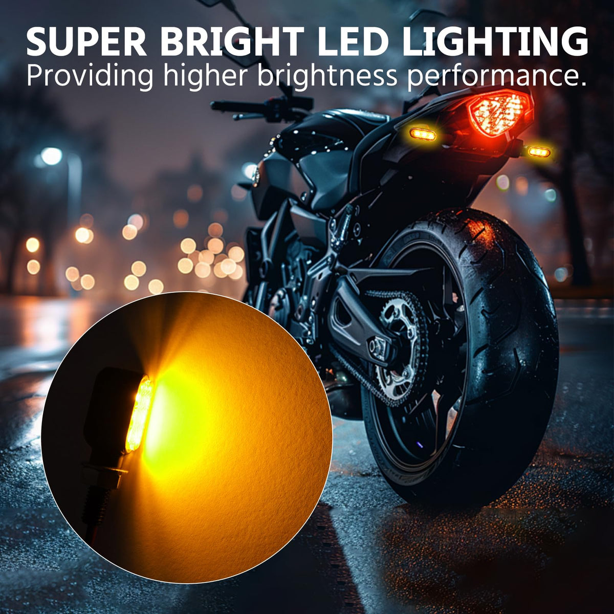 TECTEK close-up of LED chips and PC lens highlighting bright amber output