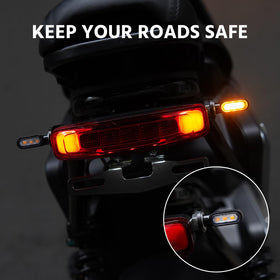 TECTEK installed on motorcycle rear illustrating improved signaling visibility