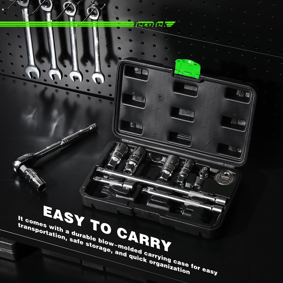 TecoTek spark plug gapper tool showing measurement and adjustment