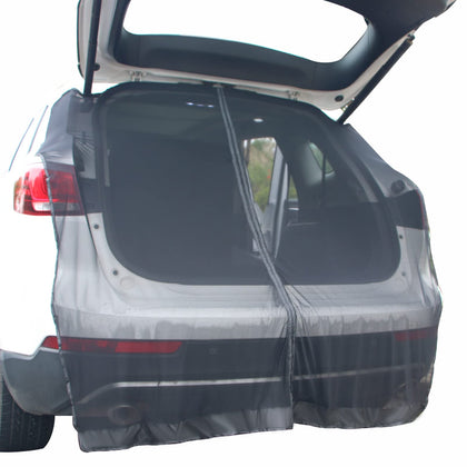 TECUUL front view of mesh covering rear hatch for bug-free ventilation