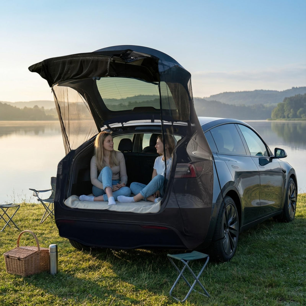 TECUUL installed in SUV lifestyle scene for comfortable outdoor lounging