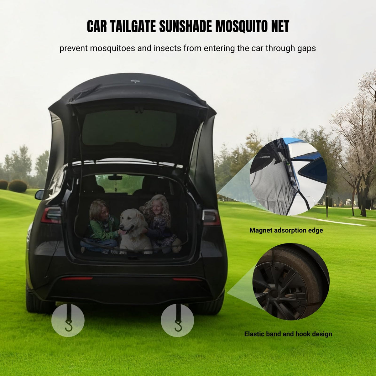 TECUUL size scale comparison showing fit on an SUV tailgate for clarity