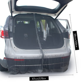 TECUUL mesh stretched with tape measure showing 67x59 inch fit