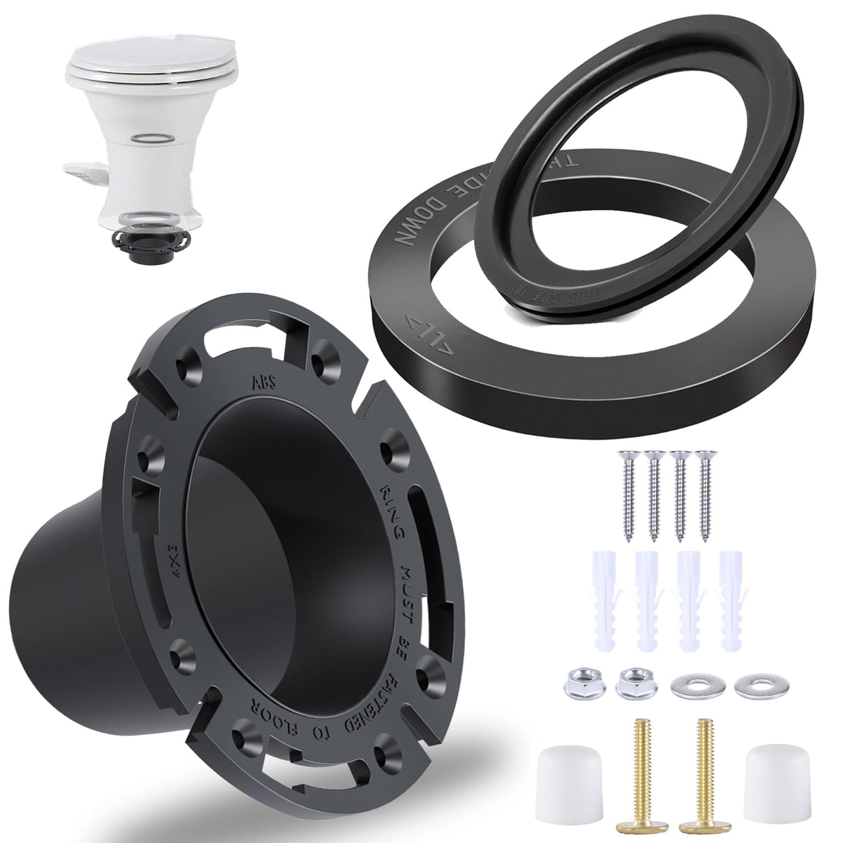 TeegRoow front view of ABS 3-inch flange showing durability and fit benefit
