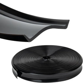 TeegRoow front roll of black vinyl trim showing full 100ft length benefit