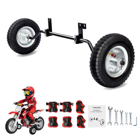 teemoo front view of training wheels showing complete kit and stability benefit
