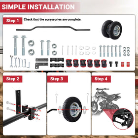 teemoo training wheels installed on 50cc dirt bike showing added rider stability