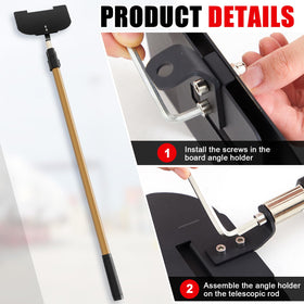 Teenyyou retracted pole next to tape measure showing compact storage benefit