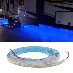 TEKSHINNY front packaging showing 16.4ft blue RV underglow kit, clear product benefit
