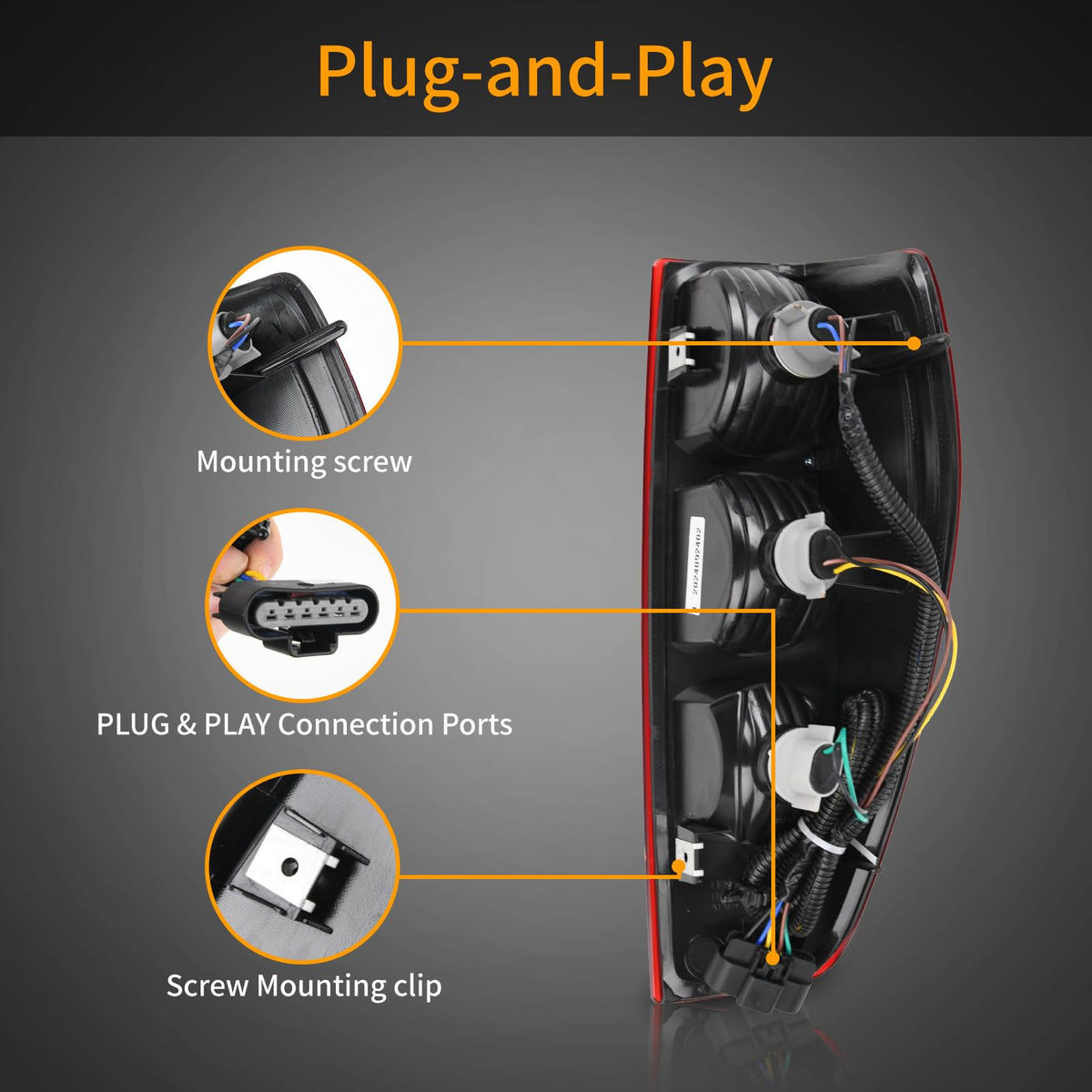 Tektend backside view with harness and sockets for plug-and-play fit