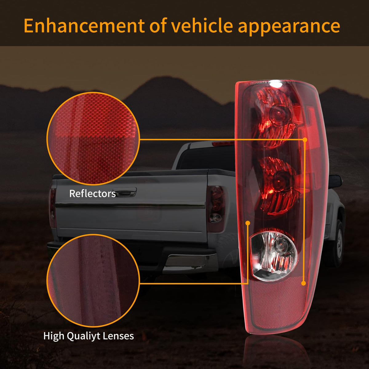Tektend night visibility lit tail light illustrating bright brake signals