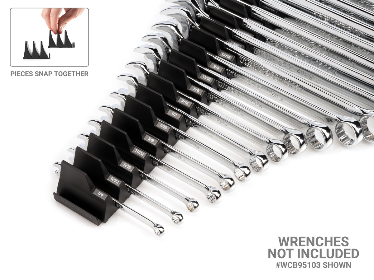 TEKTON close-up of tapered slots showing secure grip for varied wrench sizes
