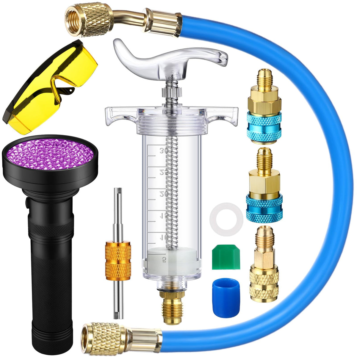 Tellegloww full kit layout showing tools and adapters for quick service
